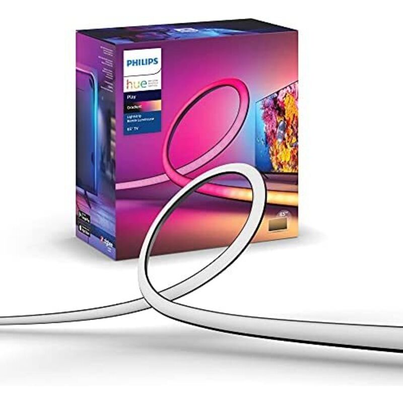 Philips Lightstrip Hue Play Gradient pour tv 65 pouces, synchronisation de la lumière avec l'écran (nécessite Hue Sync Box - non fourni), fonctionne