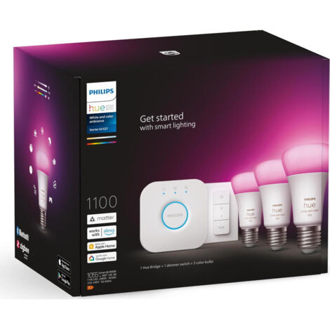 Philips Hue LED Lampe E27 3er Pack White Color Amb. + Set