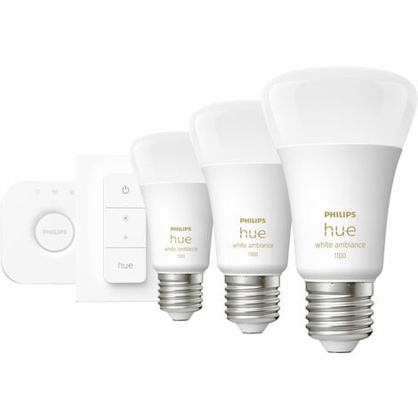 Philips Hue LED Leuchtmittel Starter-Set White Ambiance E27 8 W Bridge Leuchtmittel