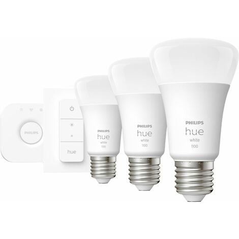 Philips Hue LED Leuchtmittel Starter-Set White warmweiß E27 9,5 W Bridge Leuchtmittel