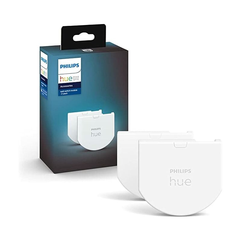 Philips Hue - Module d'interrupteur mural, Pack de 2, Blanc, fonctionne avec Alexa, Google Assistant et Apple Homekit