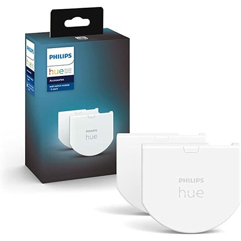 Philips Hue – Pack de 2 modules interrupteurs muraux – Blanc – Compatible Alexa et Google Assistant – Installation facile derrière interrupteurs existants