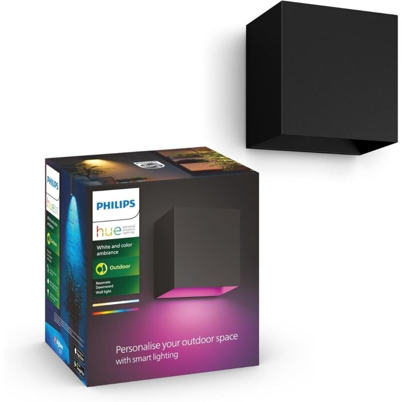 White anc Color Ambiance, applique descendante Resonate, Noir, fonctionne avec Alexa, Google Assistant et Apple Homekit 929003553001 - Philips Hue