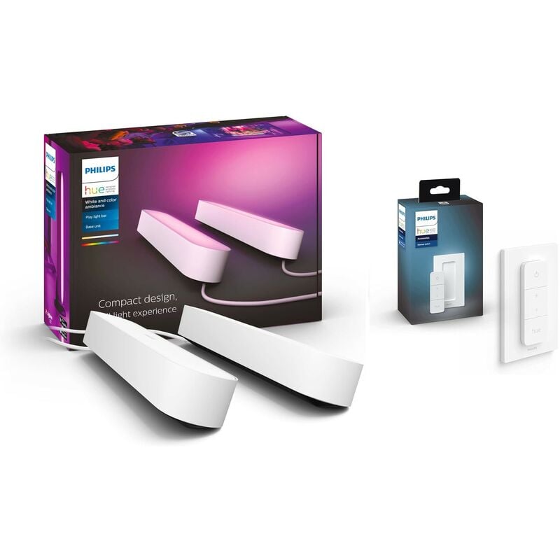 Play Pack White & Color Ambiance, Blanc, Pack de 2, Kit de base + télécommande - Philips Hue