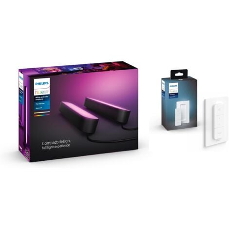 Philips Hue Play Pack White & Color Ambiance, Noir, Pack de 2, Kit de base + télécommande