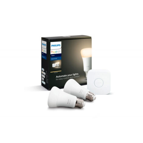 Philips Hue Starter Kit E27 LED Smart Bianco 2 Lampadine con Bridge Bluetooth Zigbee