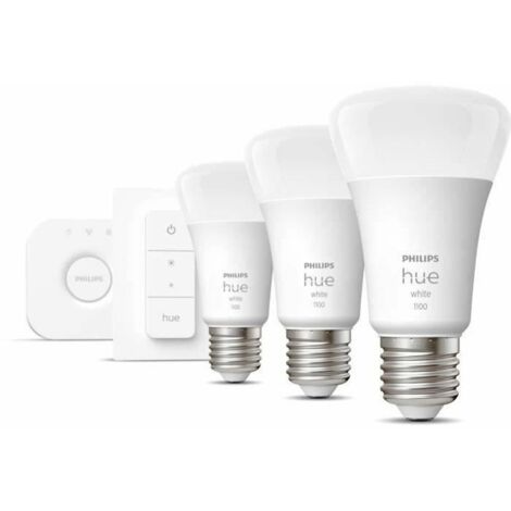 Philips hue starter kit white 3 lampadine led e27 9,5w + dimmer switch + bridge 929002469204 28913000