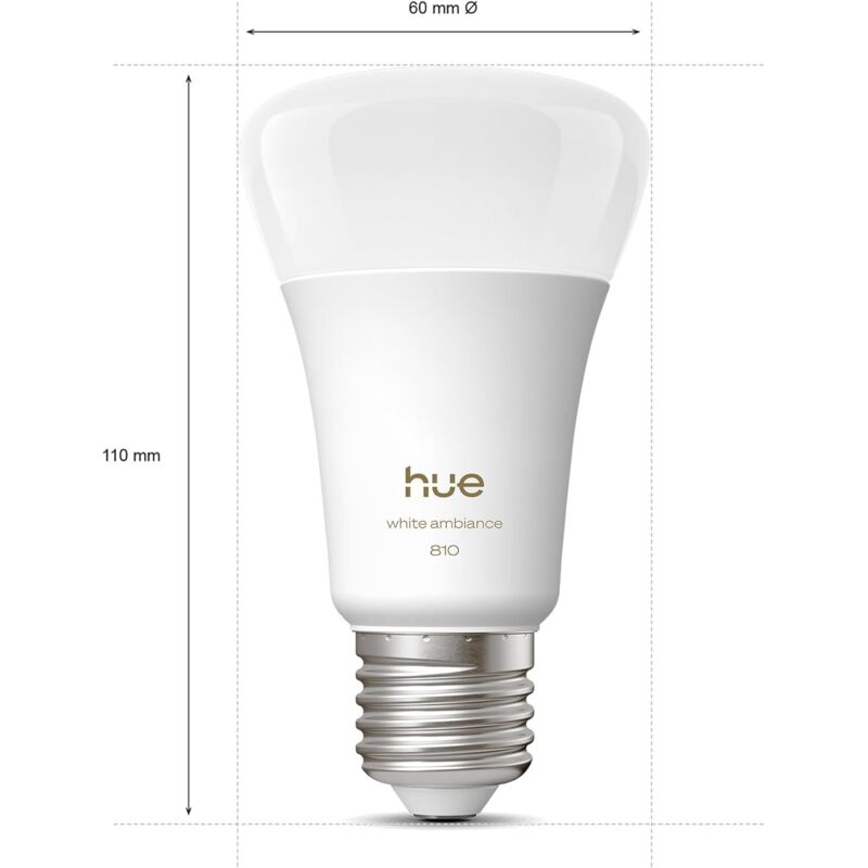 3 ampoules LED E27 dépoli connectées variable 810 lm dimmable Philips Hue - vue 2