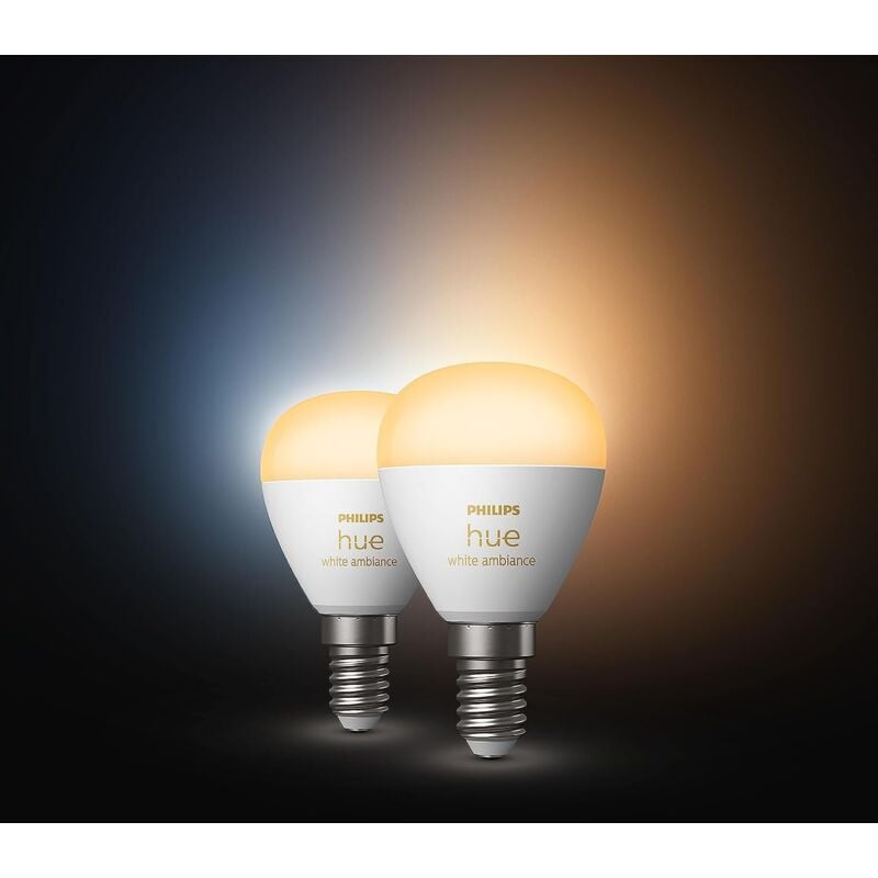 White Ambiance, lot de 2 ampoules led connectée 5.1W E14 Luster, compatible Bluetooth, fonctionne avec Alexa, Google Assistant et Apple Homekit