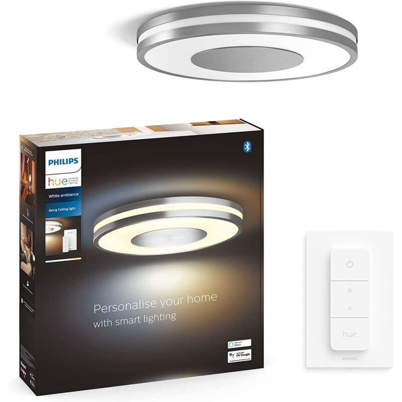 Philips Hue - White Ambiance being Plafonnier 32W - Blanc (Télécommande incluse), compatible Bluetooth, fonctionne avec Alexa, Google Assistant et