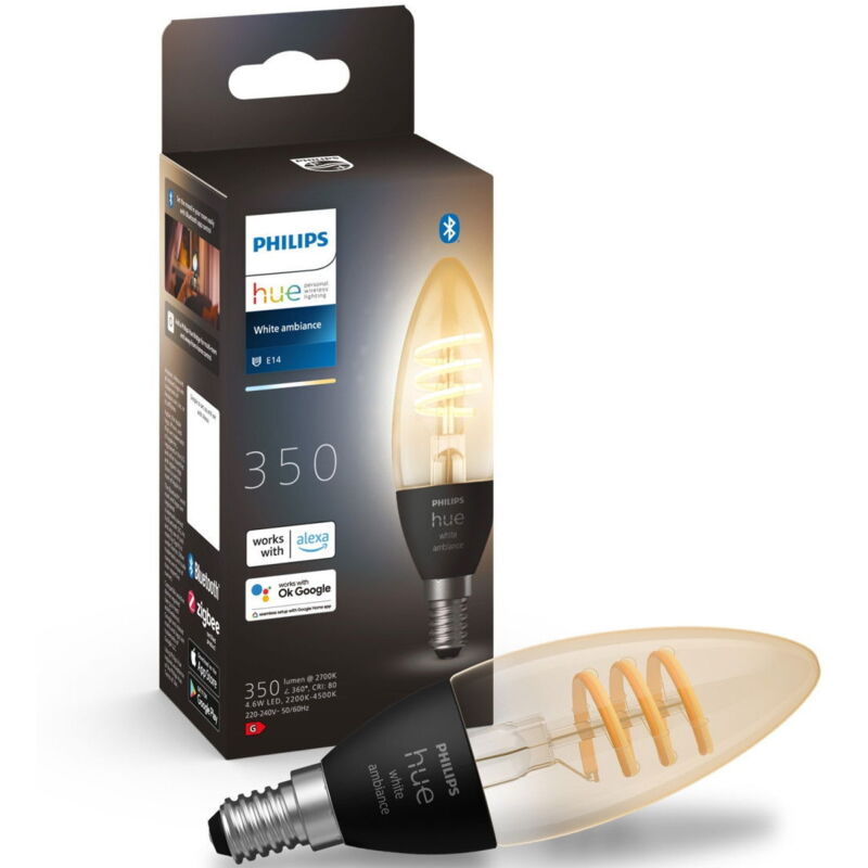 Philips Hue Hue White Ambiance Filament E14 Einzelpack 350L 4,6W ()