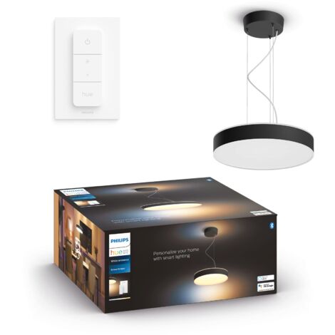 Philips Hue White Ambiance Enrave, Lampada a sospensione Smart, con Bluetooth, 33.5 W, Telecomando Dimmer Switch Incluso, Nera