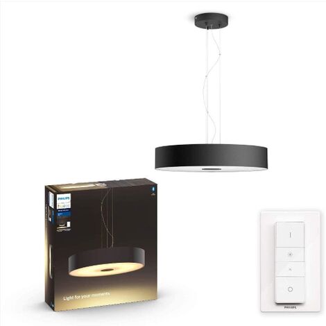 Philips Hue White Ambiance Fair Lampadario Smart, con Bluetooth, LED Integrato 39W, Nero, Telecomando Dimmer Switch Incluso [Classe di efficienza energetica F]
