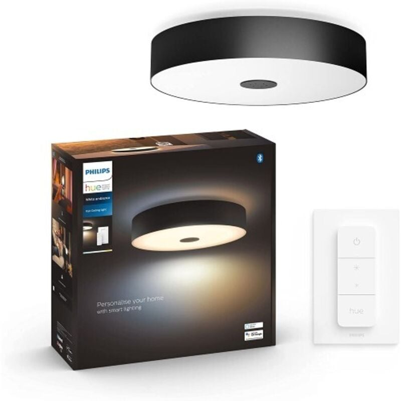 Philips Hue - White Ambiance fair Plafonnier 39W - Noir (Télécommande incluse), fonctionne avec Alexa, Google Assistant et Apple Homekit