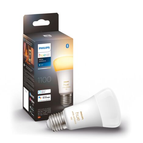 Philips Hue White Ambiance Lampadina Smart LED, Bluetooth, Dimmerabile, E27, 8W