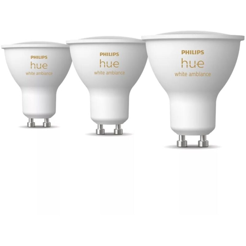 White ambiance, lot de 3 ampoules connectée GU10, lumière blanche réglable de chaud à froid, compatible Bluetooth, contrôle vocal avec Alexa, Apple