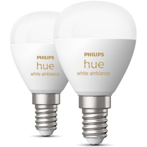 Philips Hue White Ambiance Luster, 2 Lampadine Sferiche Smart, Luce Bianca da Calda a Fredda, 5.1W, Dimmerabile, Bianco
