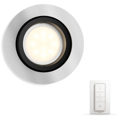 Philips Hue White Ambiance Milliskin Einbauspot rund mit Dimmschalter silber"-"161698906