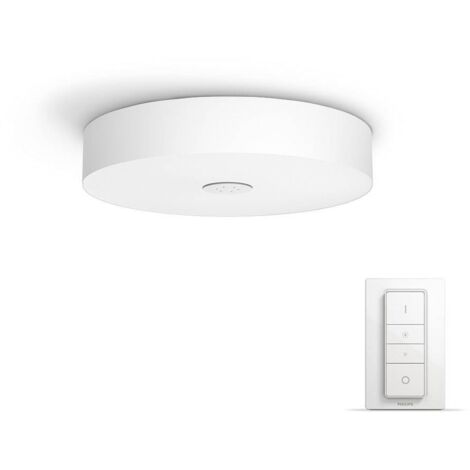 Philips Hue White Ambiance Plafoniera Smart Fair, Luce Bianca da Calda a Fredda, Led Integrato, 39W, Alluminio, Telecomando Dimmer Switch Incluso [Classe di efficienza energetica A+]