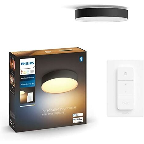 PHILIPS HUE Plafonnier Enrave Small noir, compatible Bluetooth, fonctionne avec Alexa, Google Assistant et Apple Homekit