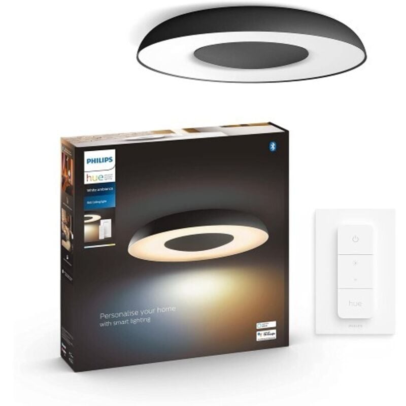 Philips Hue - White Ambiance still Plafonnier 32W - Noir (Télécommande incluse), compatible Bluetooth, fonctionne avec Alexa, Google Assistant et