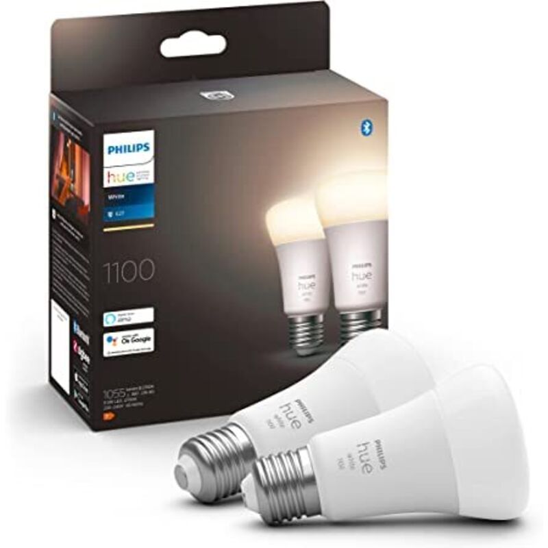 2 ampoules LED connectée Philios Hue A60 IP20 E27 1055lm chaud - vue 2