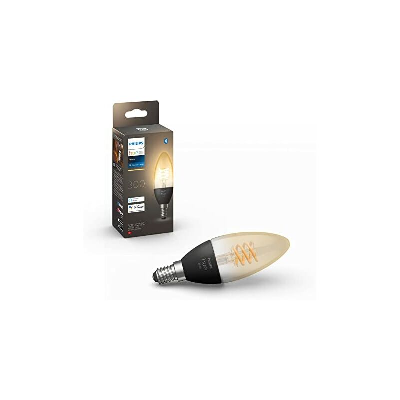 Philips Hue White, ampoule LED connectée Filament flamme E14, compatible Bluetooth, fonctionne avec Alexa, Google Assistant et Apple Homekit
