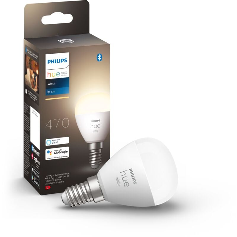 Hue White, ampoule led connectée Luster E14, compatible Bluetooth, fonctionne avec Alexa, Google Assistant et Apple Homekit - Philips