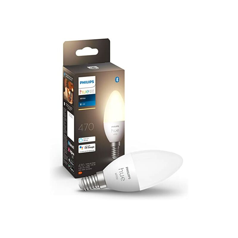Philips - Hue White, ampoule led Connectée flamme E14, Compatible Bluetooth, fonctionne avec Alexa, Google Assistant et Apple Homekit