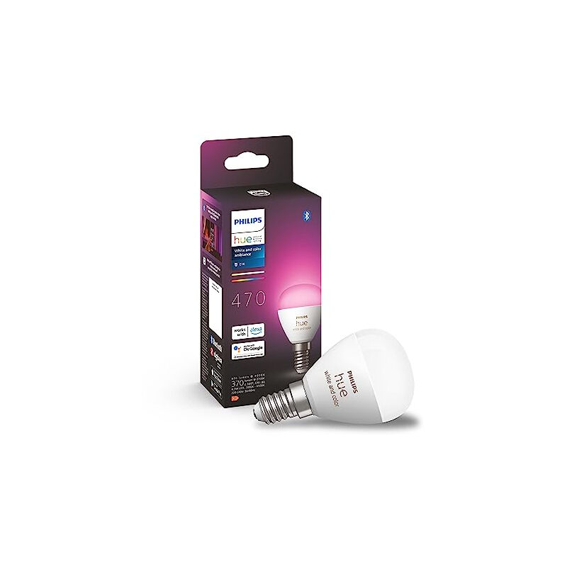 Philips - hue white and color ambiance, ampoule led connectée sphérique compatible bluetooth, E14, fonctionne avec alexa, google a