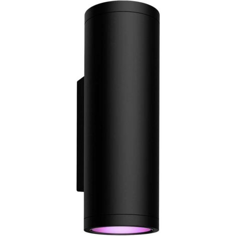 Philips Hue White and Color Ambiance Appear Lampada da Parete Smart LED, per Esterni, Doppia Illuminazione Sopra/Sotto, LED Integrato, 8W, Nera, confezione da 2