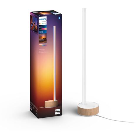 Philips Hue White and Color Ambiance Gradient Signe Oak, Lampada da Tavolo Smart, 12W, Bianco