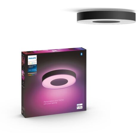 Philips Hue White and Color Ambiance Infuse, Plafoniera Smart, Grande, Bluetooth, 52.5 W, o tramite app, Nera
