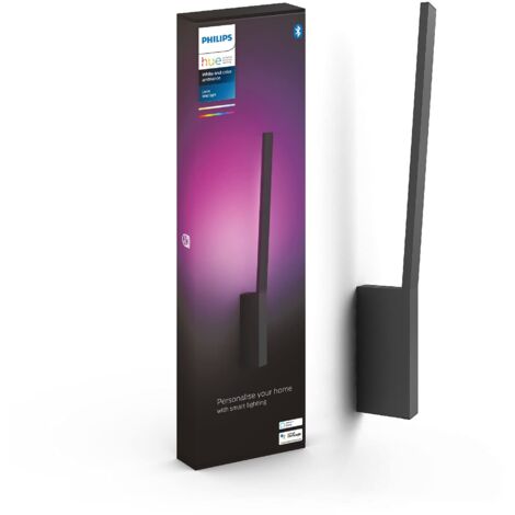 Philips Hue White and Color Ambiance Liane, Lampada da Parete Smart, Bluetooh, 12W, Controllo tramite app o con Smart Speacker, (Alexa, Google Assistant, Apple Home), Nero