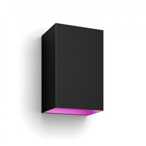 Philips Hue White and Color Ambiance Resonate, Lampada da Parete Smart LED, per Esterni, Doppia Illuminazione Sopra/Sotto, LED Integrato, Nera