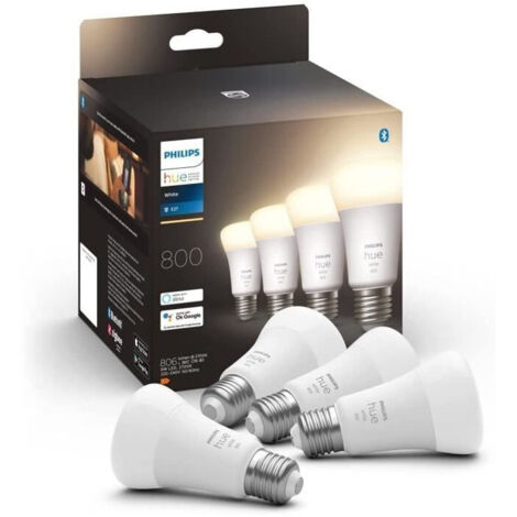 Philips Hue White Bombilla inteligente A60 - E27 - 800 (paquete de 4)