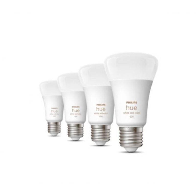 White & Color Ambiance, ampoule led connectée E27, équivalent 60W, 800 lumen, Pack de 4, compatible Bluetooth, fonctionne avec Alexa, Google
