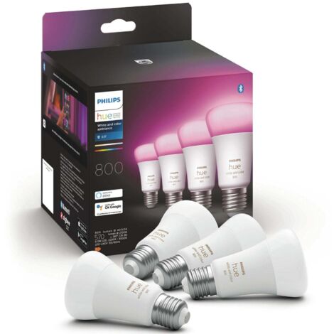Philips Hue White & Color Ambiance E27, LED-Lampe ,Viererpack, ersetzt 60 Watt