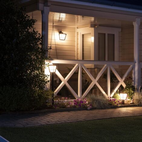 Philips Hue White & Color Ambiance ECONIC lot de 2 Bornes extérieures, Noires, fonctionne avec Alexa