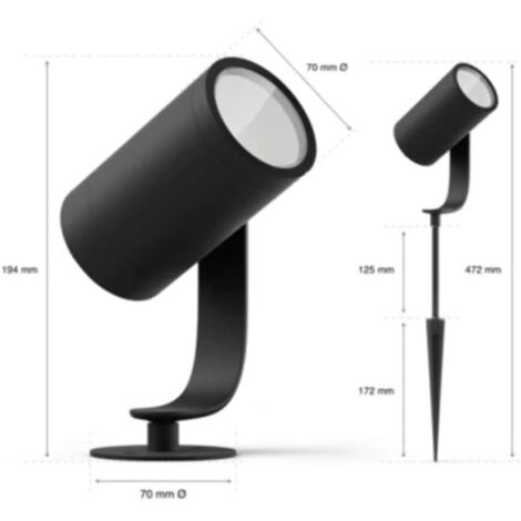 Philips Hue White & Color ambiance LILY, Spot XL 1x15W, extension, noir + détecteur de mouvement
