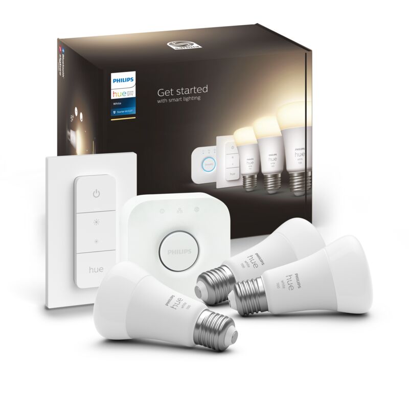 Hue White, Kit de démarrage E27 x 2 et télécommande compatible Bluetooth, fonctionne avec Alexa, Google Assistant et Apple Homekit - Philips