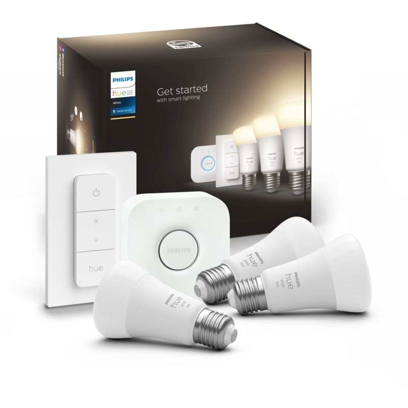 Hue ambiance kit de démarrage Philips Hue : 3 ampoules connectées IP20 A60 E27 1055lm + brigde + variateur - vue 2