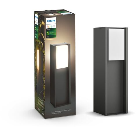 Philips Hue White Turaco Paletto Smart LED per Esterni, Attacco E27, Lampadina LED Smart E27 Inclusa, Antracite
