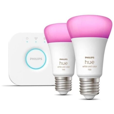 Philips Hue White und Color ambiance Kit de starter: 2 intelligente Glühbirnen E27 (1100)