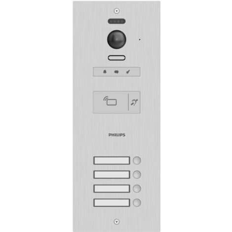Philips – Interphone vidéo Wi-Fi encastré IP54 avec vision nocturne – RFID 125 kHz – Pour bâtiments résidentiels et commerciaux – 2 moniteurs max - Q824353