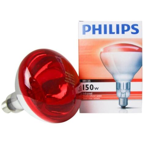 Philips lampada incandescente a infrarossi 150w e27 luce rossa ir150rh