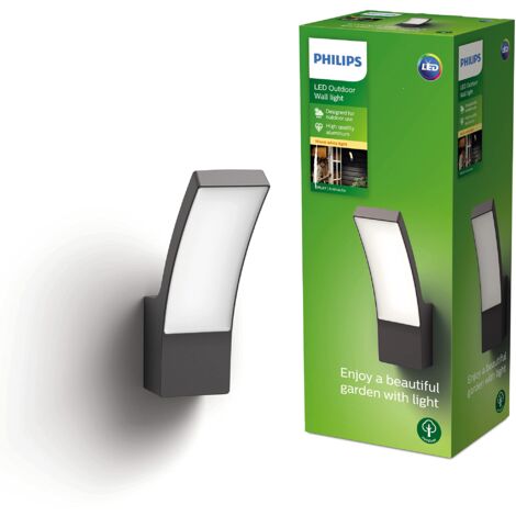 Philips Lampada LED da parete, per Esterni, Grado di protezione IP44, Luce Bianca Calda 2700K, Antracite