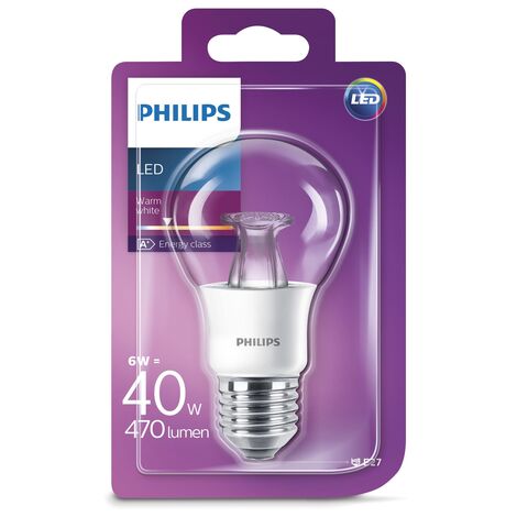 Philips, Lampadina LED E27, 6 W (equivalenti a 40 W), luce bianca calda, non dimmerabile [Classe di efficienza energetica A+]