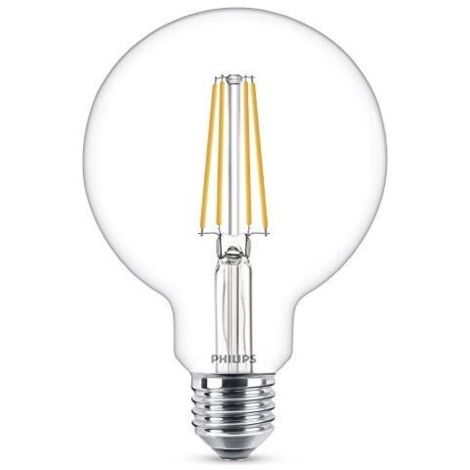 Philips Lampadina LED Globo a Filamento, 7W, attacco E27, Luce Bianca Calda, 806 Lumen