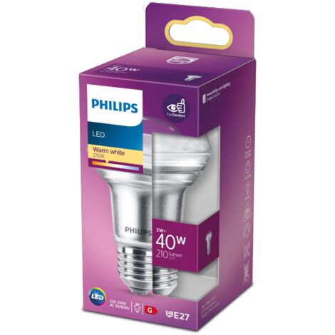 Philips Lampadina LED Riflettore R63 E27 40W Bianco Caldo, Vetro